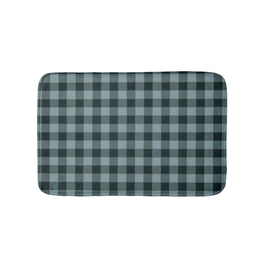 Blauw Zwart geruit Gingham patroon Badmat (Voorkant)