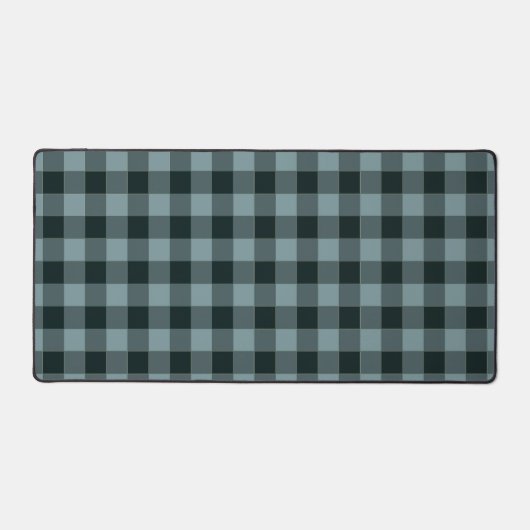 Blauw Zwart geruit Gingham patroon Bureaumat (Voorkant)