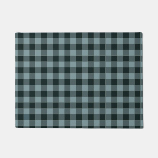 Blauw Zwart geruit Gingham patroon Deurmat (Voorkant)