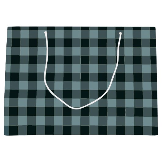 Blauw Zwart geruit Gingham patroon Groot Cadeauzakje (Voorkant)