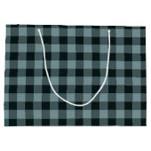 Blauw Zwart geruit Gingham patroon Groot Cadeauzakje (Achterkant)