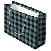 Blauw Zwart geruit Gingham patroon Groot Cadeauzakje (Voorkant Gekanteld)