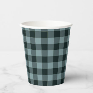 Blauw Zwart geruit Gingham patroon Papieren Bekers