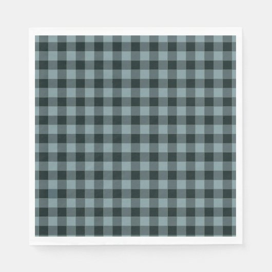 Blauw Zwart geruit Gingham patroon Servet (Voorkant)