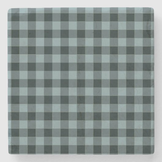Blauw Zwart geruit Gingham patroon Stenen Onderzetter (Voorkant)