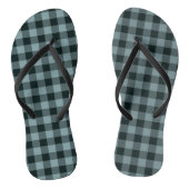 Blauw Zwart geruit Gingham patroon Teenslippers (Voetbed)