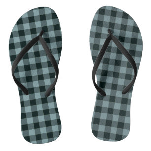 Blauw Zwart geruit Gingham patroon Teenslippers