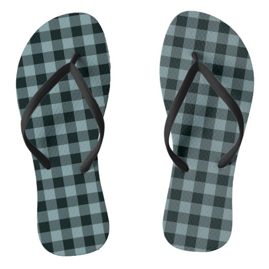 Blauw Zwart geruit Gingham patroon Teenslippers (Voetbed)