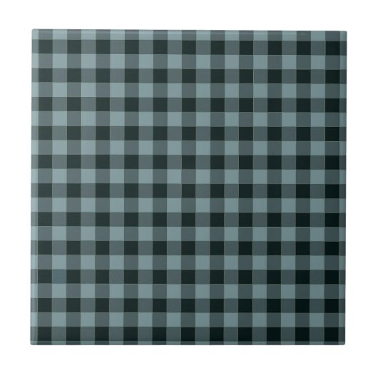 Blauw Zwart geruit Gingham patroon Tegeltje (Voorkant)