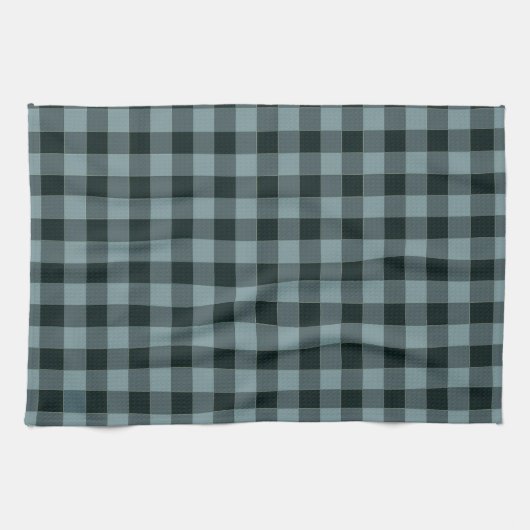 Blauw Zwart geruit Gingham patroon Theedoek (Horizontaal)