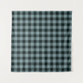 Blauw Zwart geruit Gingham patroon Wandkleed (Voorkant (horizontaal))
