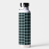 Blauw Zwart geruit Gingham patroon Waterfles (Rechts)