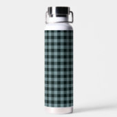 Blauw Zwart geruit Gingham patroon Waterfles (Achterkant)