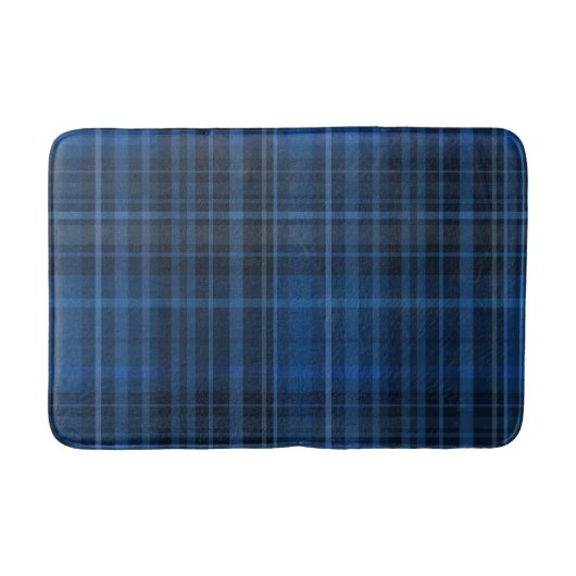 Blauw Zwart Geruit Patroon Badmat (Voorkant)