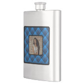 Blauw Zwart geruite foto roestvrij stalen kolf Flacon (Links)