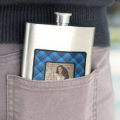 Blauw Zwart geruite foto roestvrij stalen kolf Flacon (Voorbeeld)