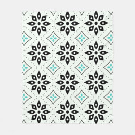 Blauw Zwart Gevlekt Bloem Marokkaans Mozaïekpatroo Fleece Deken