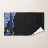 Blauw Zwart Glitter Agaat Geode Goud Initiaal Bad Handdoek (Handdoek)