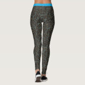 Blauw zwart Glitter met printkaart Leggings (Achterkant)