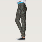 Blauw zwart Glitter met printkaart Leggings (Links)