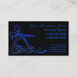 Blauw zwart glitter wervelende haar gesneden visit visitekaartje