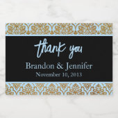 Blauw Zwart & Goud Aangepaste Bruiloft Mousserende Sparkling Wijnetiket (Enkel label)