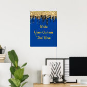 Blauw Zwart Goud Glitter Verjaardagsfeestje Jubile Poster (Thuiskantoor)