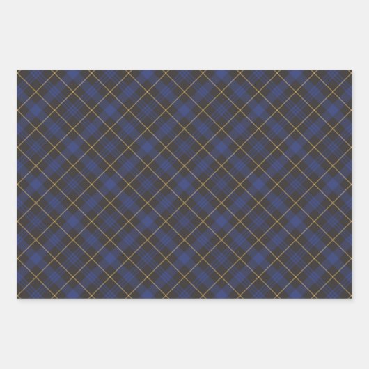 Blauw zwart goud met diagonaal vlakpatroon inpakpapier vel (Voorkant)