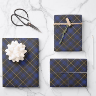 Blauw zwart goud met diagonaal vlakpatroon inpakpapier vel