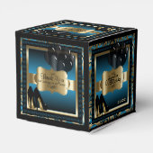 Blauw, Zwart & Goud Metallic - 00ste verjaardag Bedankdoosjes (Achterkant)