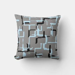Blauw zwart grijs Abstract patroon Kussen