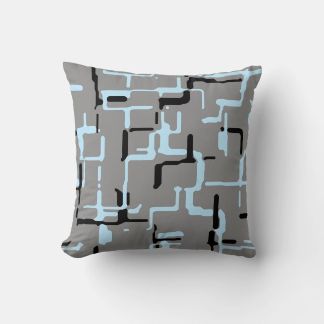 Blauw zwart grijs Abstract patroon Kussen (Voorkant)