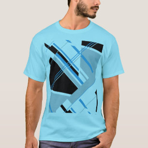 Blauw Zwart Grijs MCM Look Bold Geometrisch Abstra T-shirt