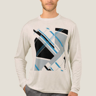 Blauw Zwart Grijs Moderne Kunst MCM-geïnspireerde Tri-Blend Shirt