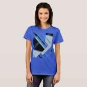Blauw Zwart Grijs Vet MCM Look Geometrisch Abstrac T-shirt (Voorkant volledig)