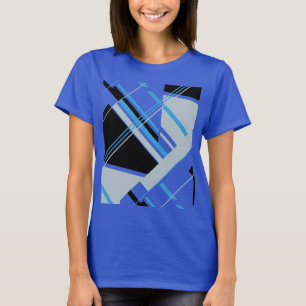 Blauw Zwart Grijs Vet MCM Look Geometrisch Abstrac T-shirt