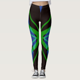 Blauw Zwart Groen Abstract Geometrische Gym Yoga Leggings