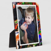 Blauw, zwart, groene faux marmer foto fotoplaat (Zijkant)