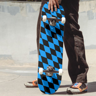 Blauw Zwart Harlekijn Diamanten Dambord Ontwerp Persoonlijk Skateboard