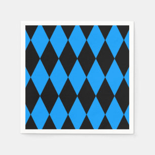 Blauw Zwart Harlekijn Diamanten Dambord Patroon Servet