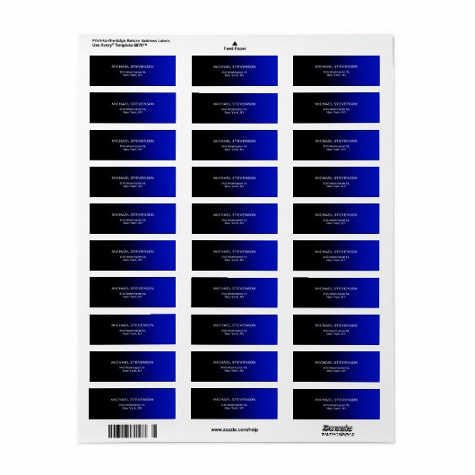 Blauw Zwart Hedendaags Uniek Etiket (Full Sheet)
