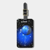 blauw/zwart hemels ornament bagagelabel (Voorkant verticaal)