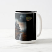 Blauw & zwart huis tweekleurige koffiemok (Voorkant rechts)