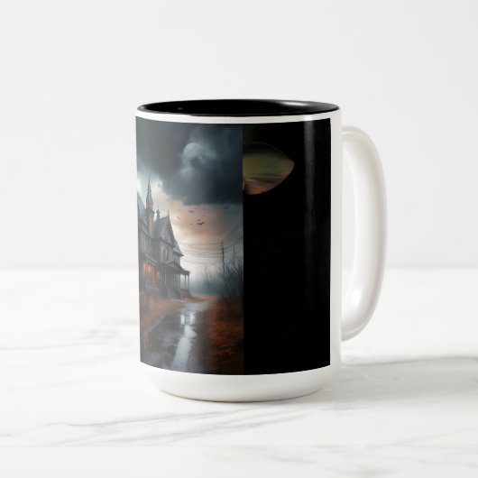 Blauw & zwart huis tweekleurige koffiemok (Voorkant rechts)