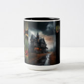 Blauw & zwart huis tweekleurige koffiemok (Center)