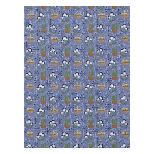 Blauw, zwart, huisplanten | Moderne medio-eeuwse o Tafelkleed (Voorkant)