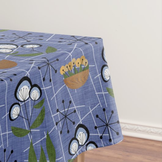 Blauw, zwart, huisplanten | Moderne medio-eeuwse o Tafelkleed (Voorbeeld)
