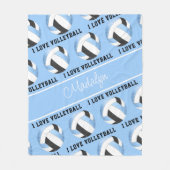Blauw zwart Ik hou van volleybaltekstpatroon Fleece Deken (Voorkant)