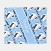 Blauw zwart Ik hou van volleybaltekstpatroon Fleece Deken (Voorkant (Horizontaal))