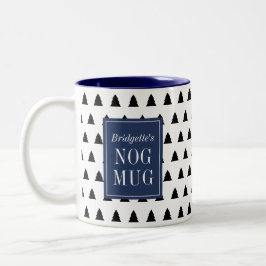 Blauw Zwart Kerstboom Patroon Gepersonaliseerd Tweekleurige Koffiemok